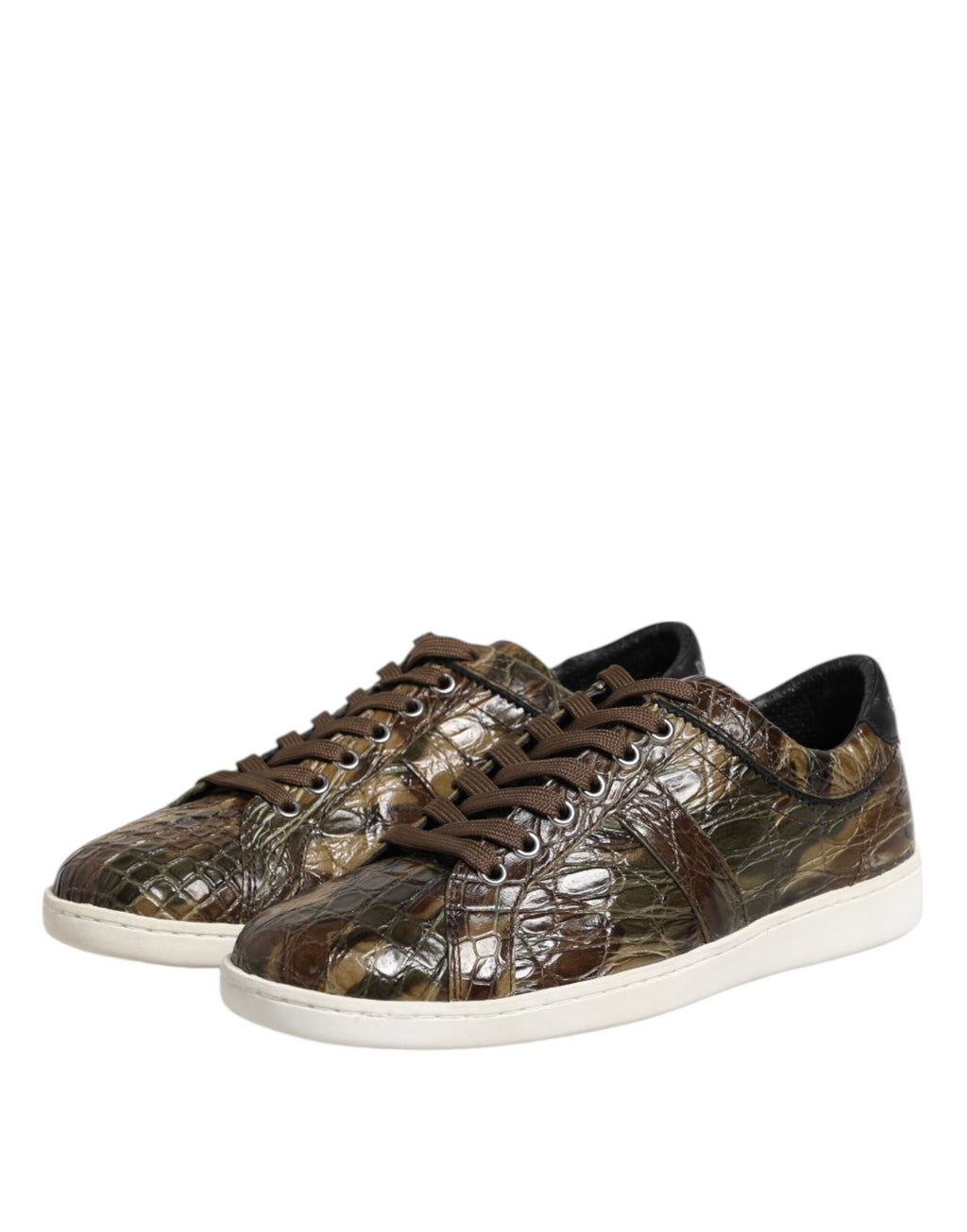 Dolce & Gabbana Baskets basses en cuir exotique marron
