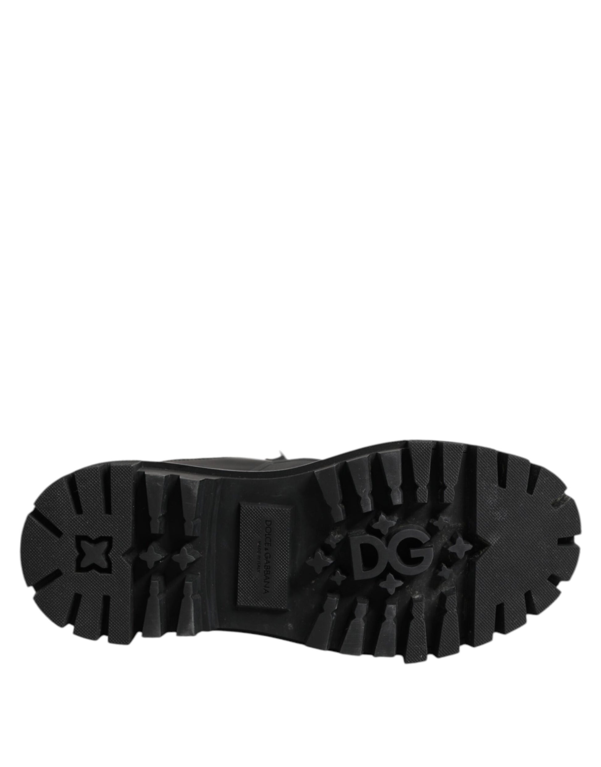 Dolce & Gabbana Black White Padded Lace Up Short Boots Shoes