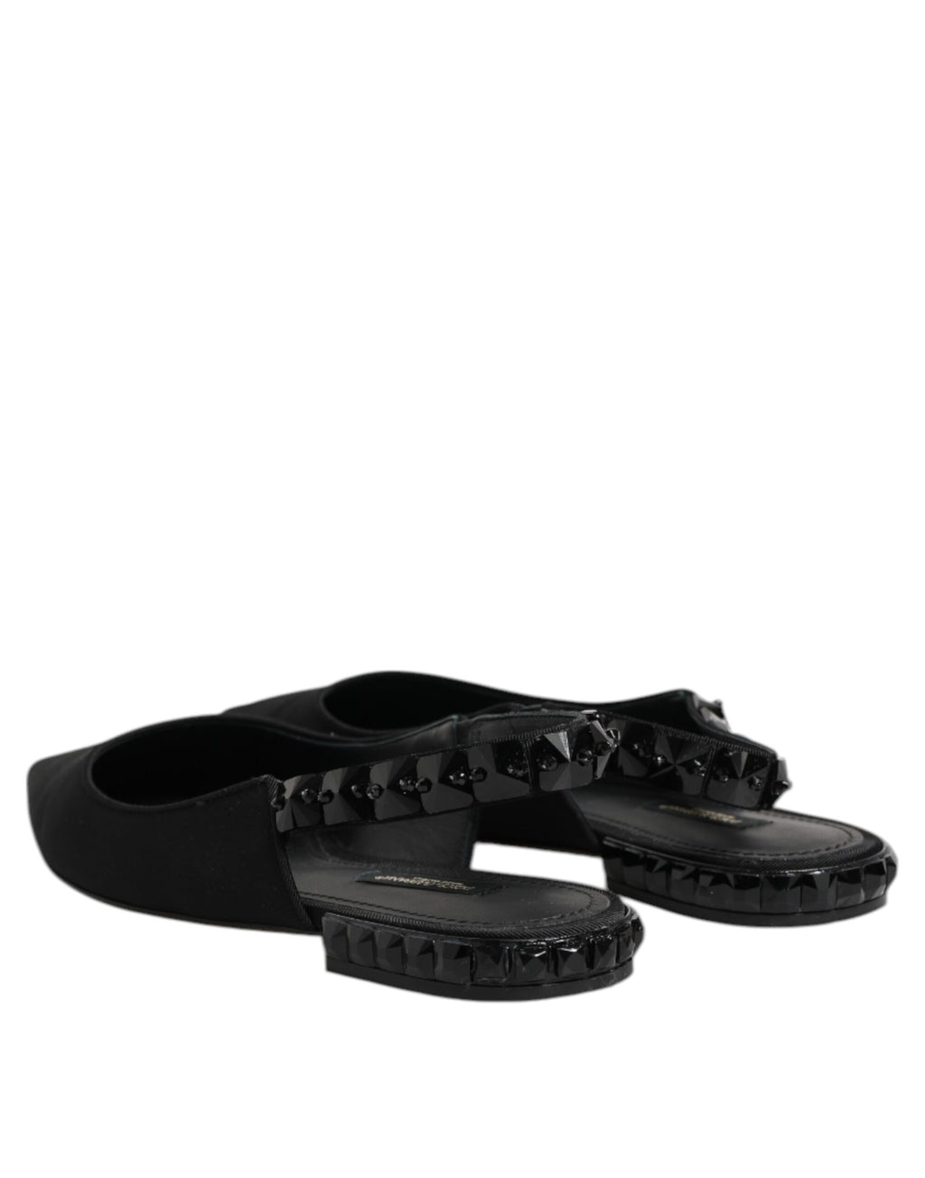 Dolce &amp; Gabbana – Schwarze Slingback-Schuhe aus Charmeuse mit Kristallen