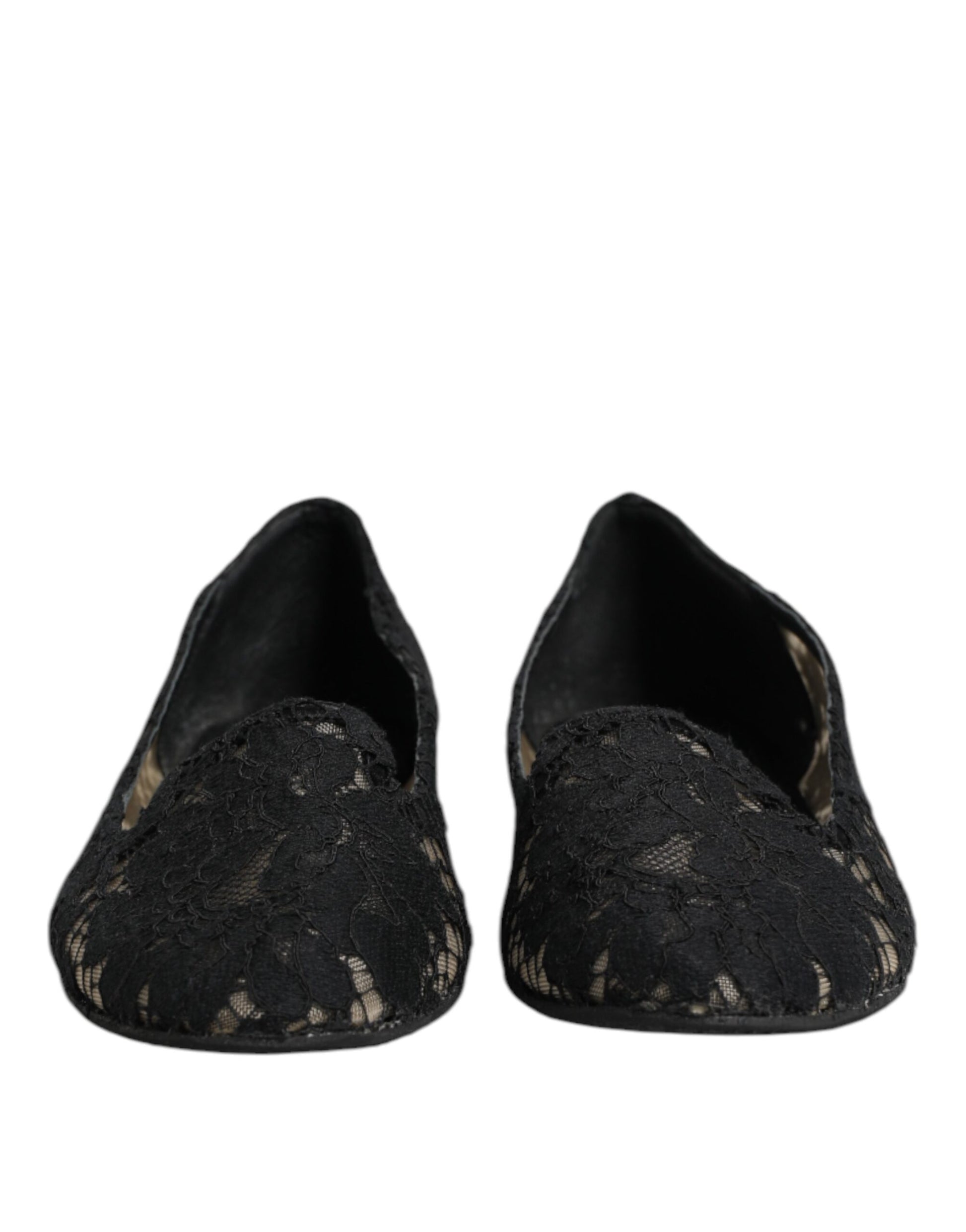 Dolce &amp; Gabbana – Schwarze Taormina-Schlupfschuhe mit Spitze