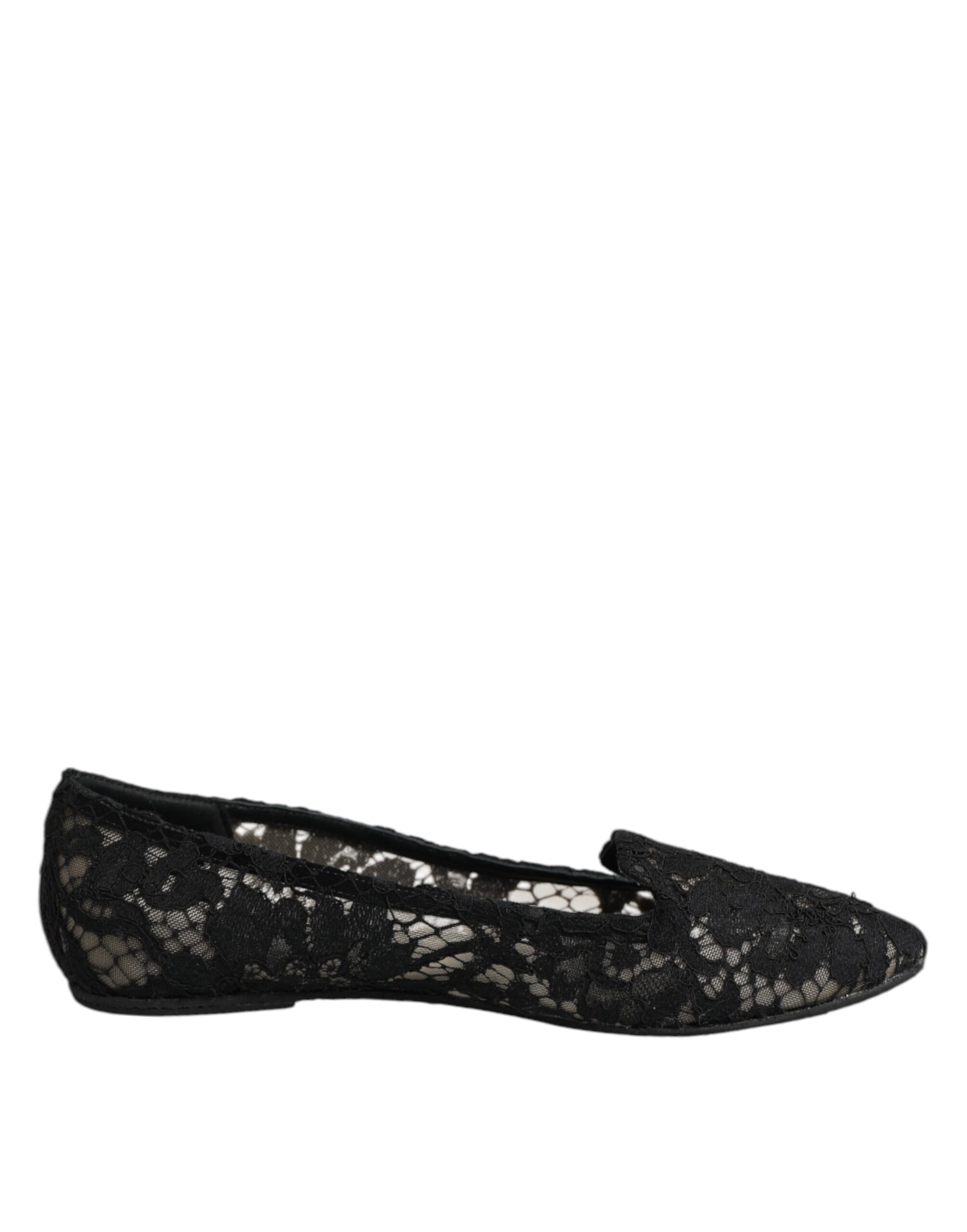 Dolce &amp; Gabbana – Schwarze Taormina-Schlupfschuhe mit Spitze