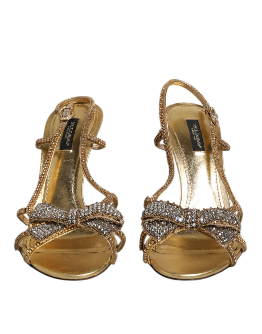 Sandales à talons Dolce & Gabbana en strass doré à bride cheville