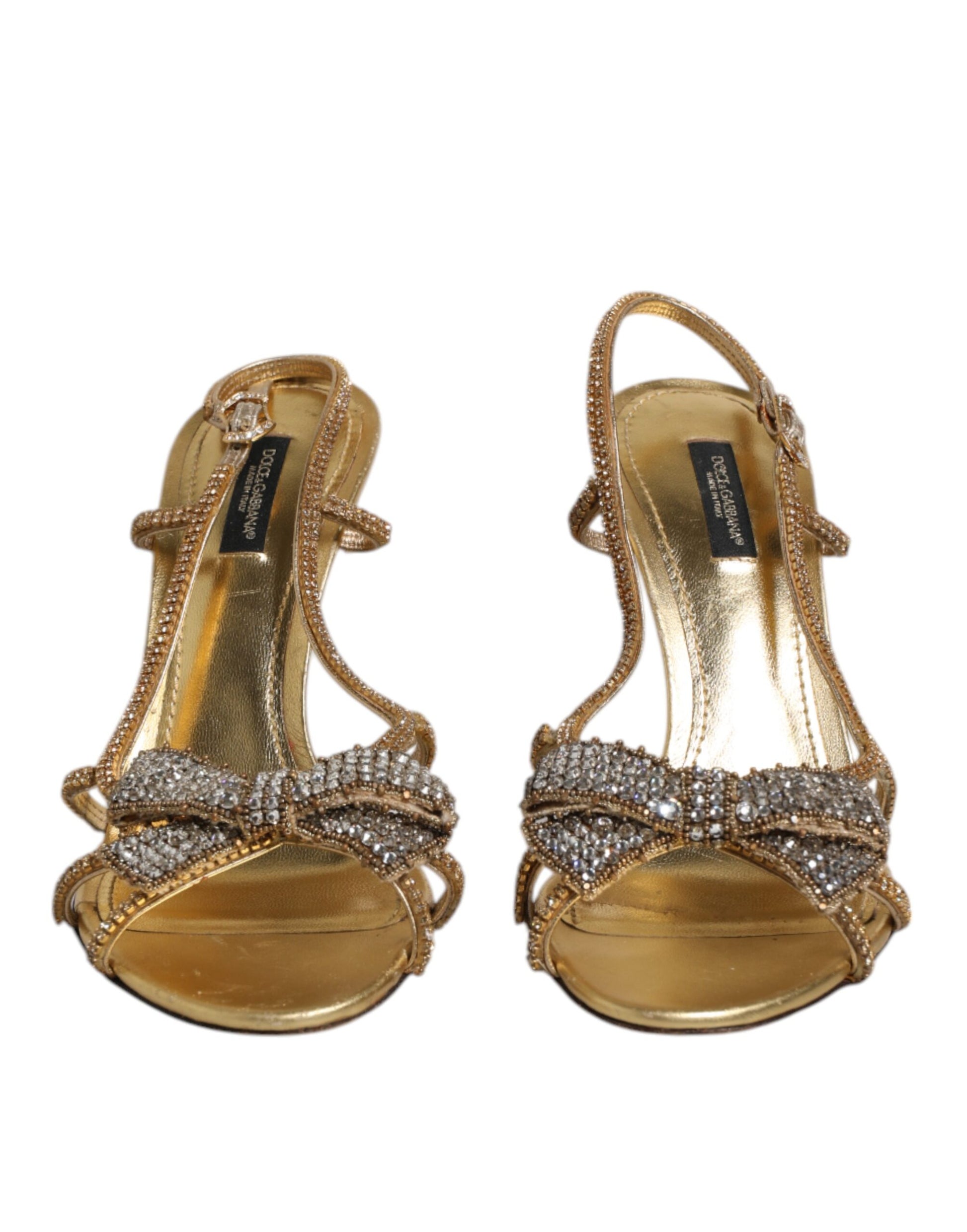 Sandales à talons Dolce & Gabbana en strass doré à bride cheville