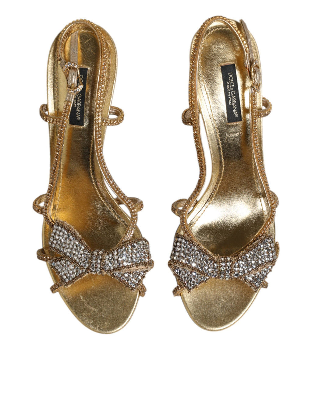 Sandales à talons Dolce & Gabbana en strass doré à bride cheville