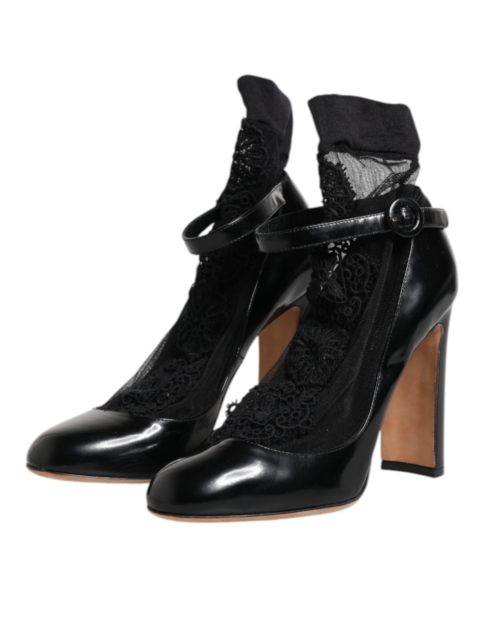Chaussures à talons escarpins Dolce & Gabbana en cuir noir avec lacets