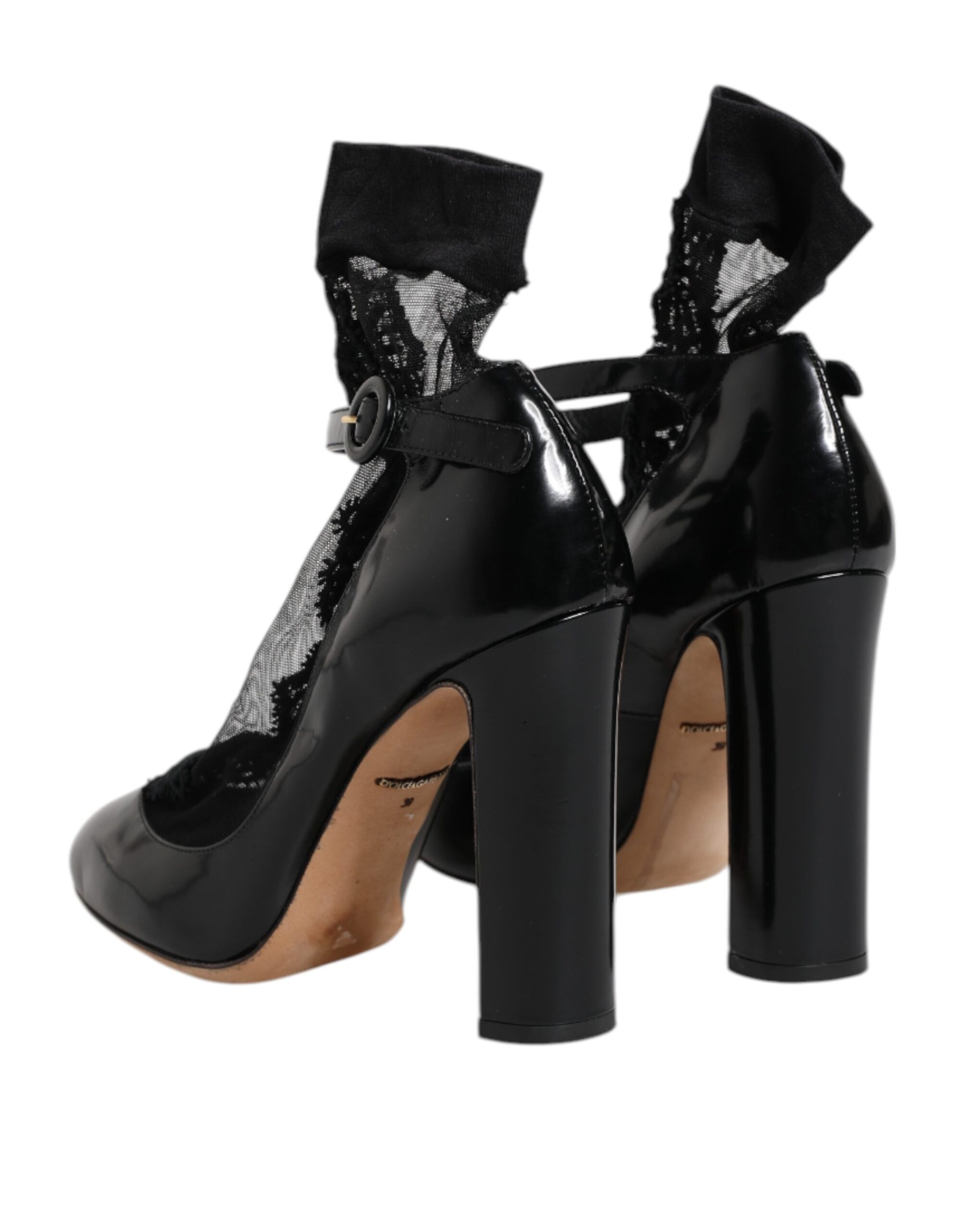 Chaussures à talons escarpins Dolce & Gabbana en cuir noir avec lacets