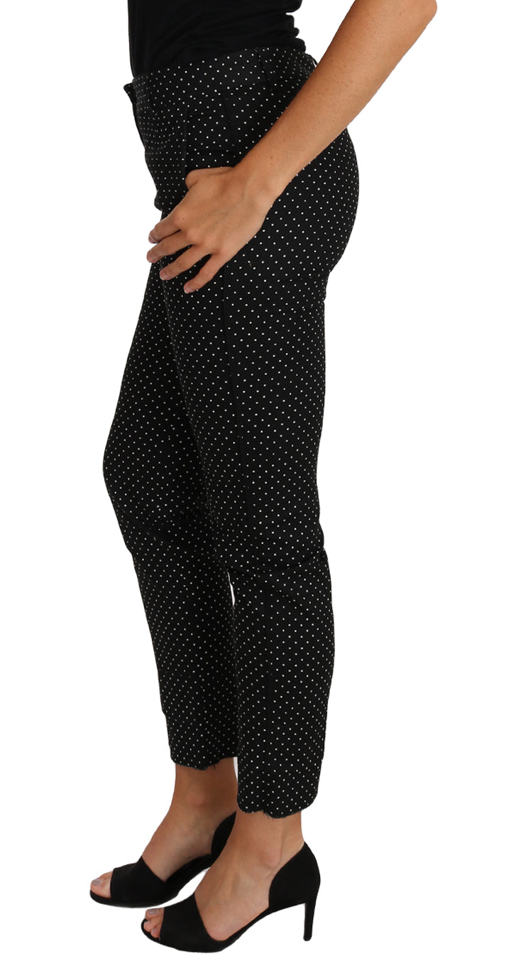 Pantalon droit court à pois noir Dolce & Gabbana