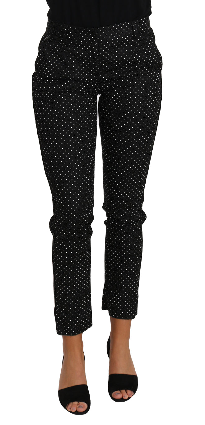 Pantalon droit court à pois noir Dolce & Gabbana