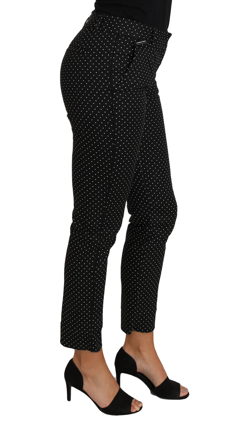 Pantalon droit court à pois noir Dolce & Gabbana