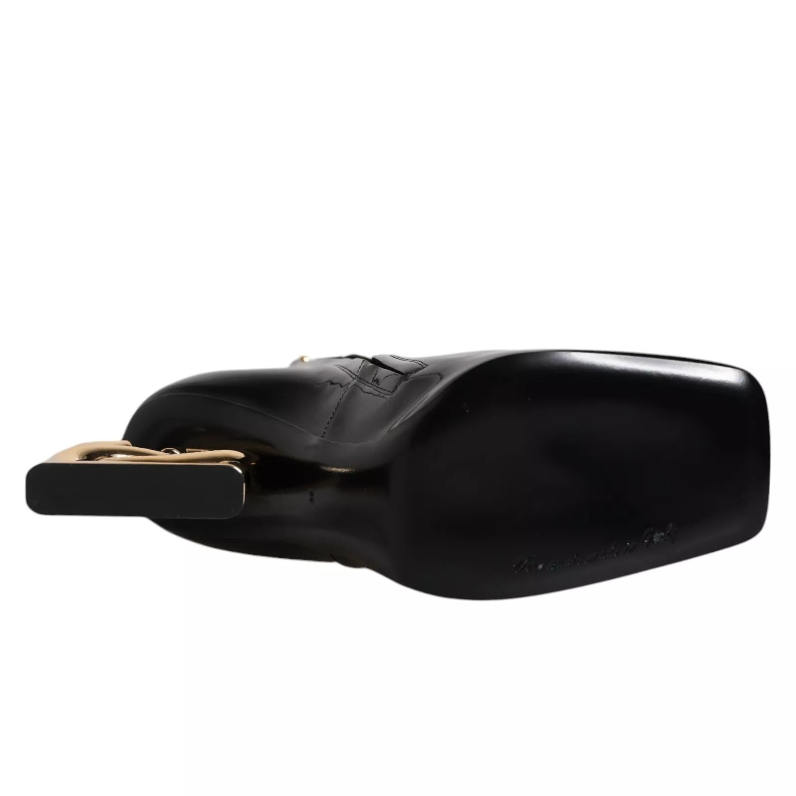 Bottes mi-mollet en cuir noir Jackie Dolce & Gabbana