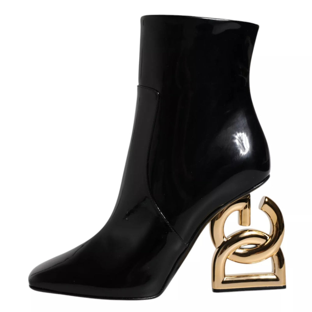 Bottes mi-mollet en cuir noir Jackie Dolce & Gabbana
