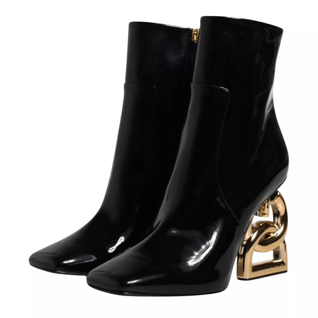 Bottes mi-mollet en cuir noir Jackie Dolce & Gabbana