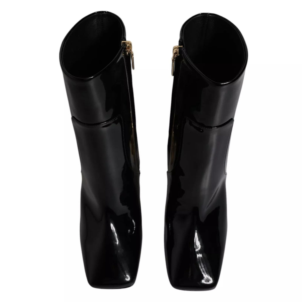 Bottes mi-mollet en cuir noir Jackie Dolce & Gabbana