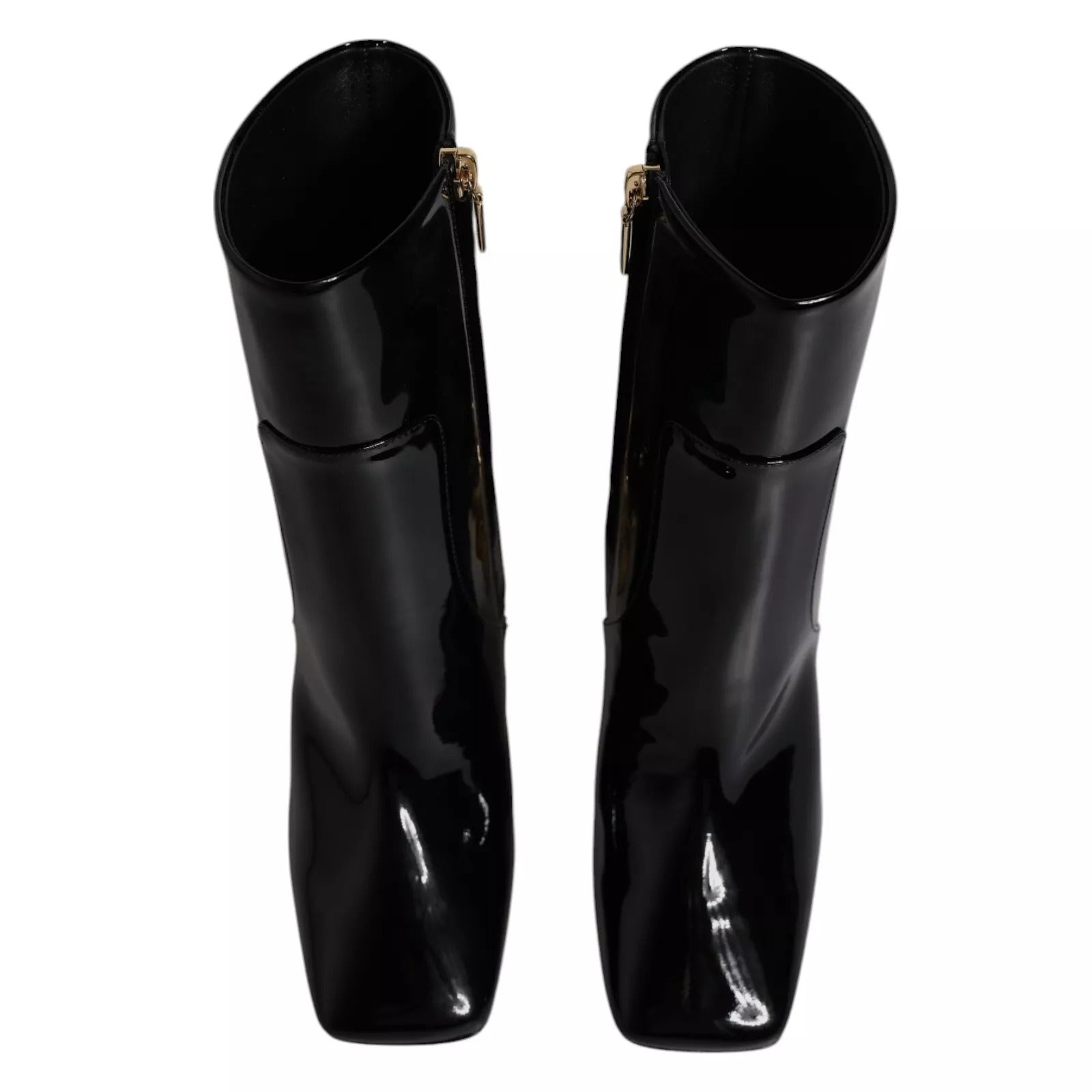 Bottes mi-mollet en cuir noir Jackie Dolce & Gabbana