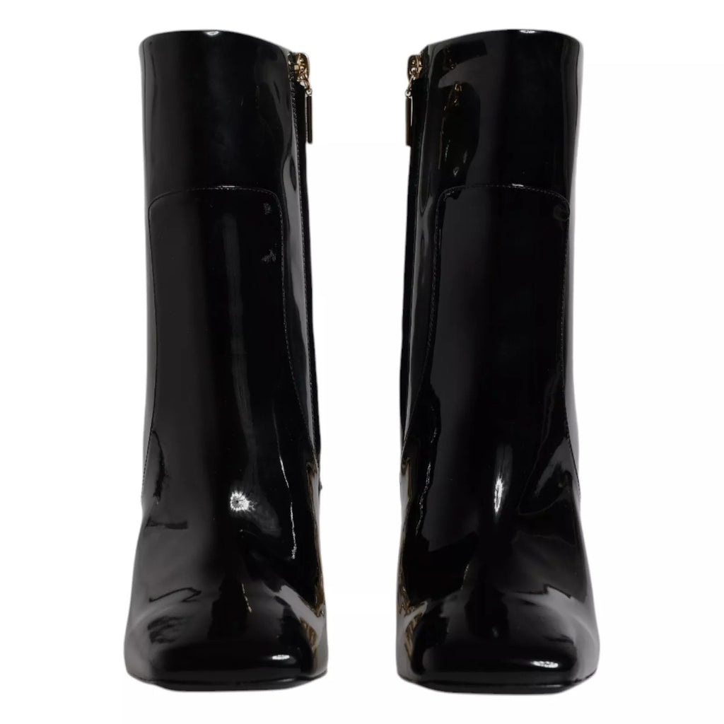 Bottes mi-mollet en cuir noir Jackie Dolce & Gabbana