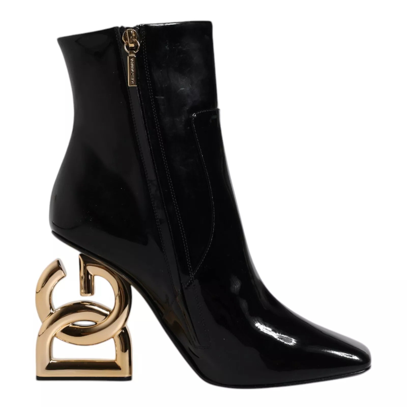 Bottes mi-mollet en cuir noir Jackie Dolce & Gabbana
