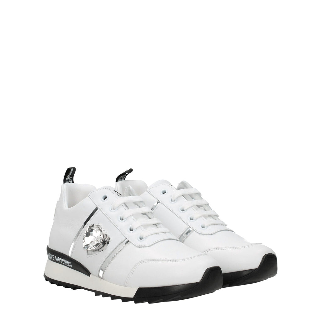 Baskets basses Love Moschino en cuir blanc