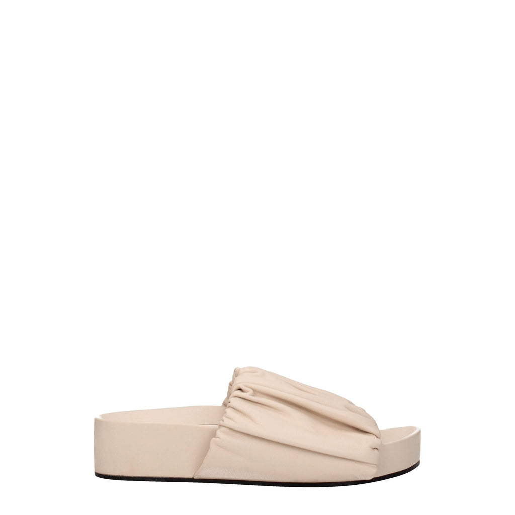 Mules en cuir rose Jil Sander