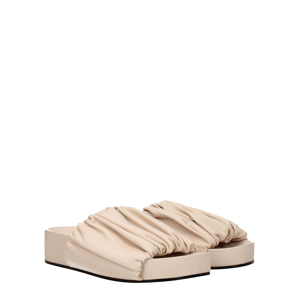 Mules en cuir rose Jil Sander