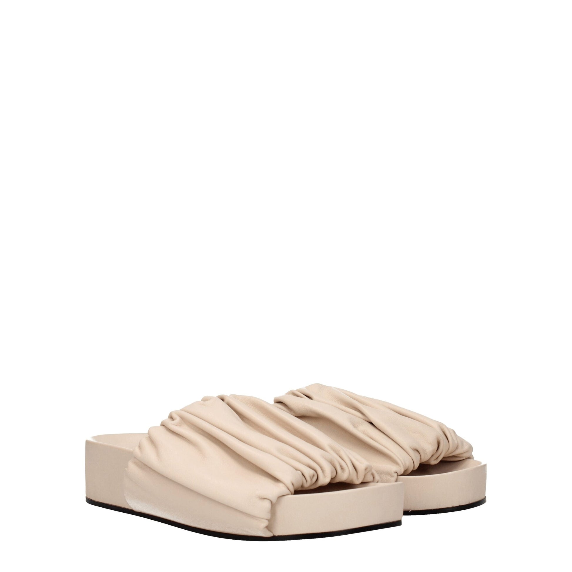 Mules en cuir rose Jil Sander