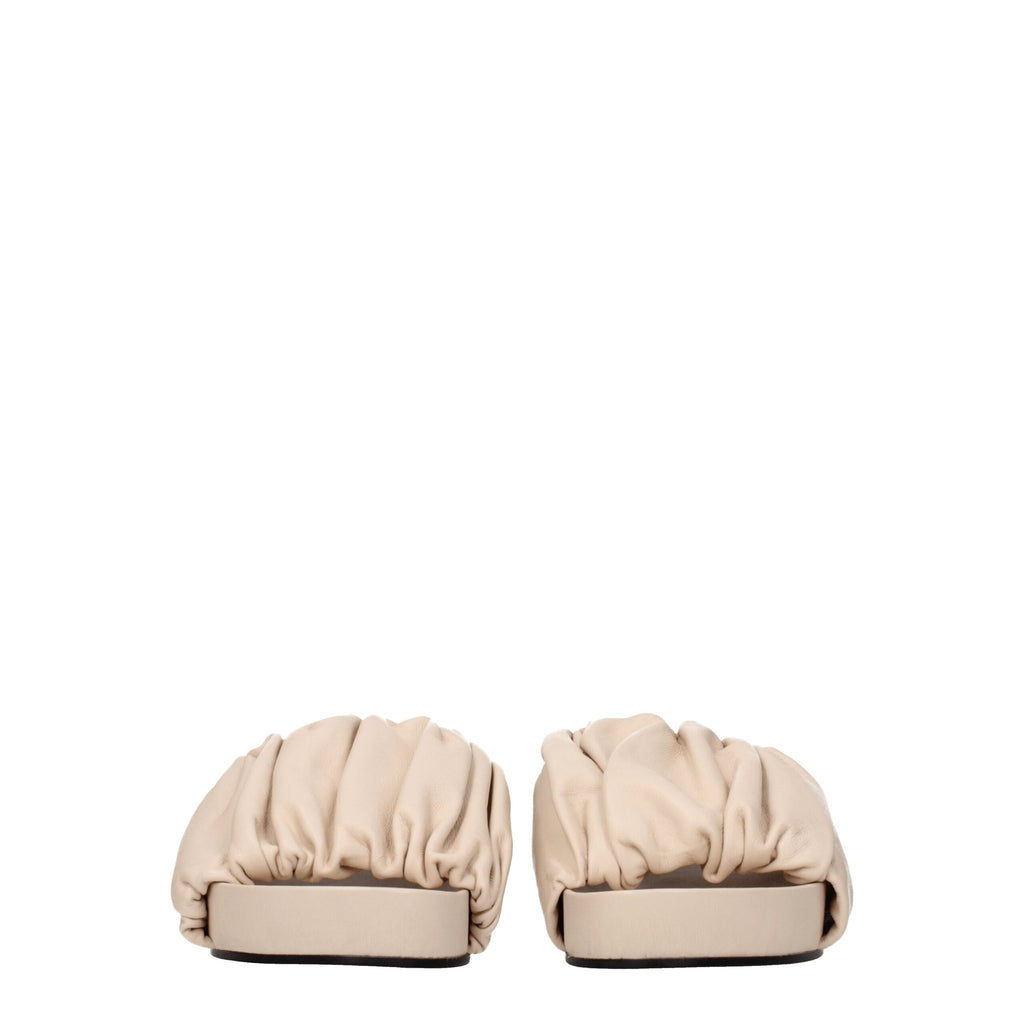 Mules en cuir rose Jil Sander