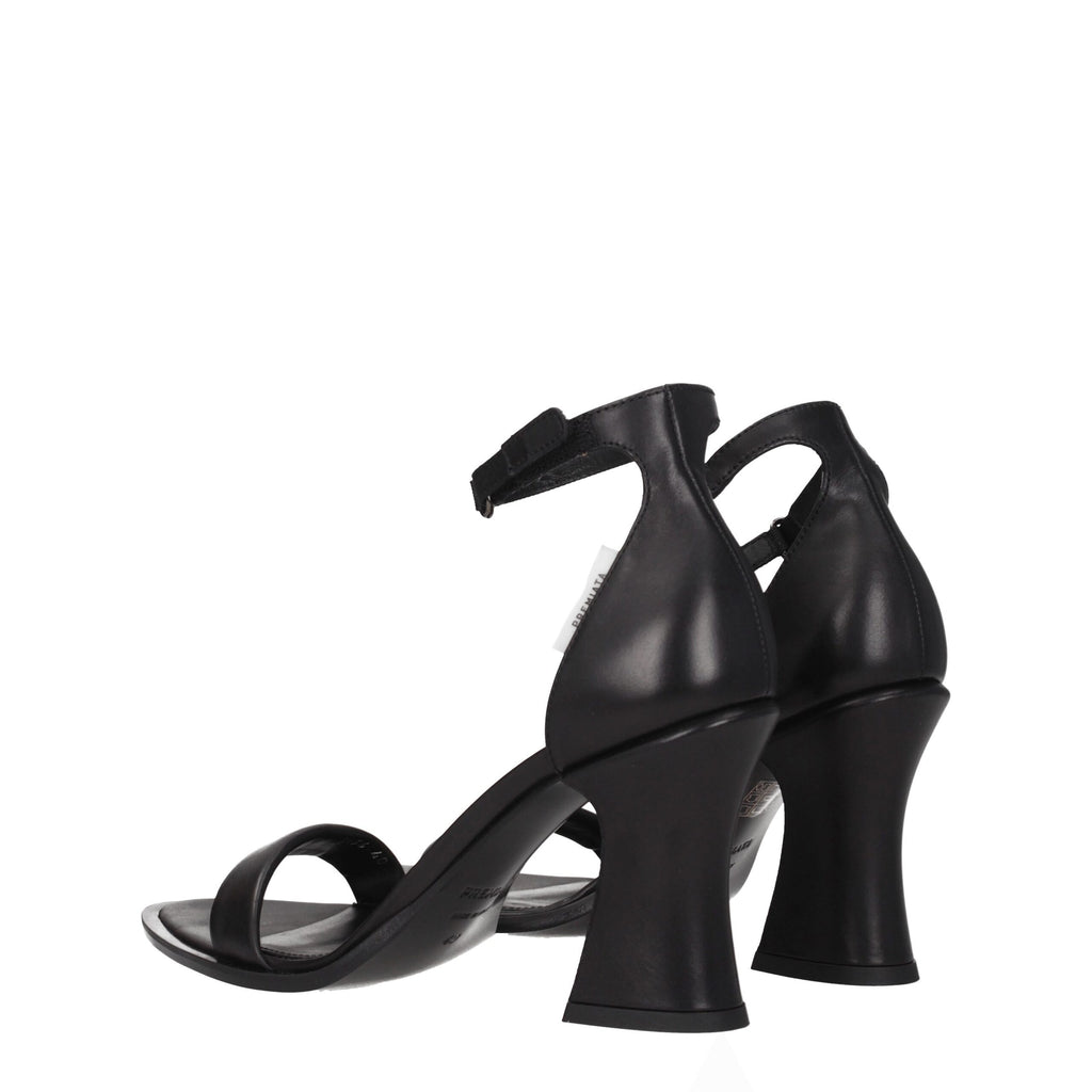 Premiata Black Leather Flat Sandals