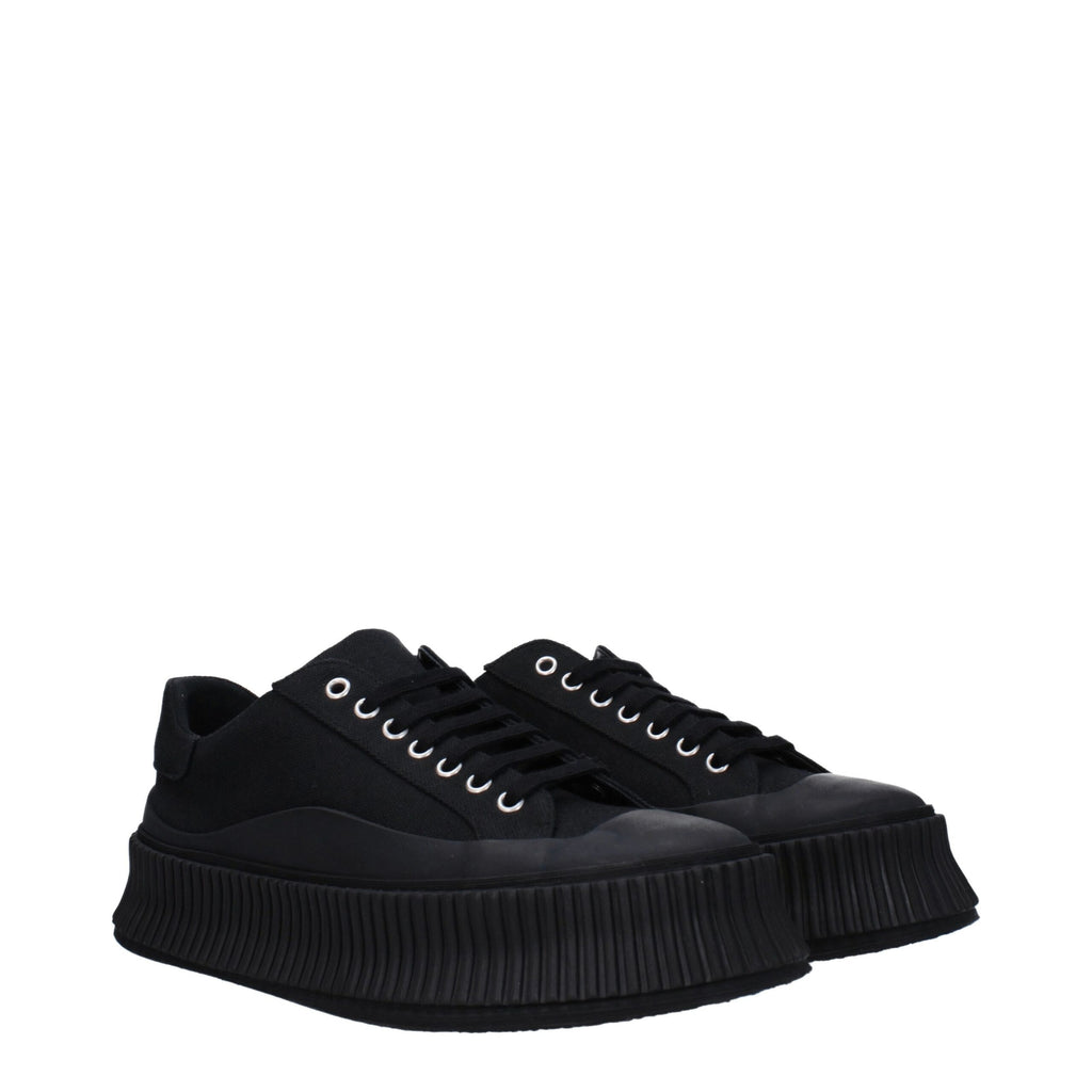 Baskets compensées en tissu noir Jil Sander