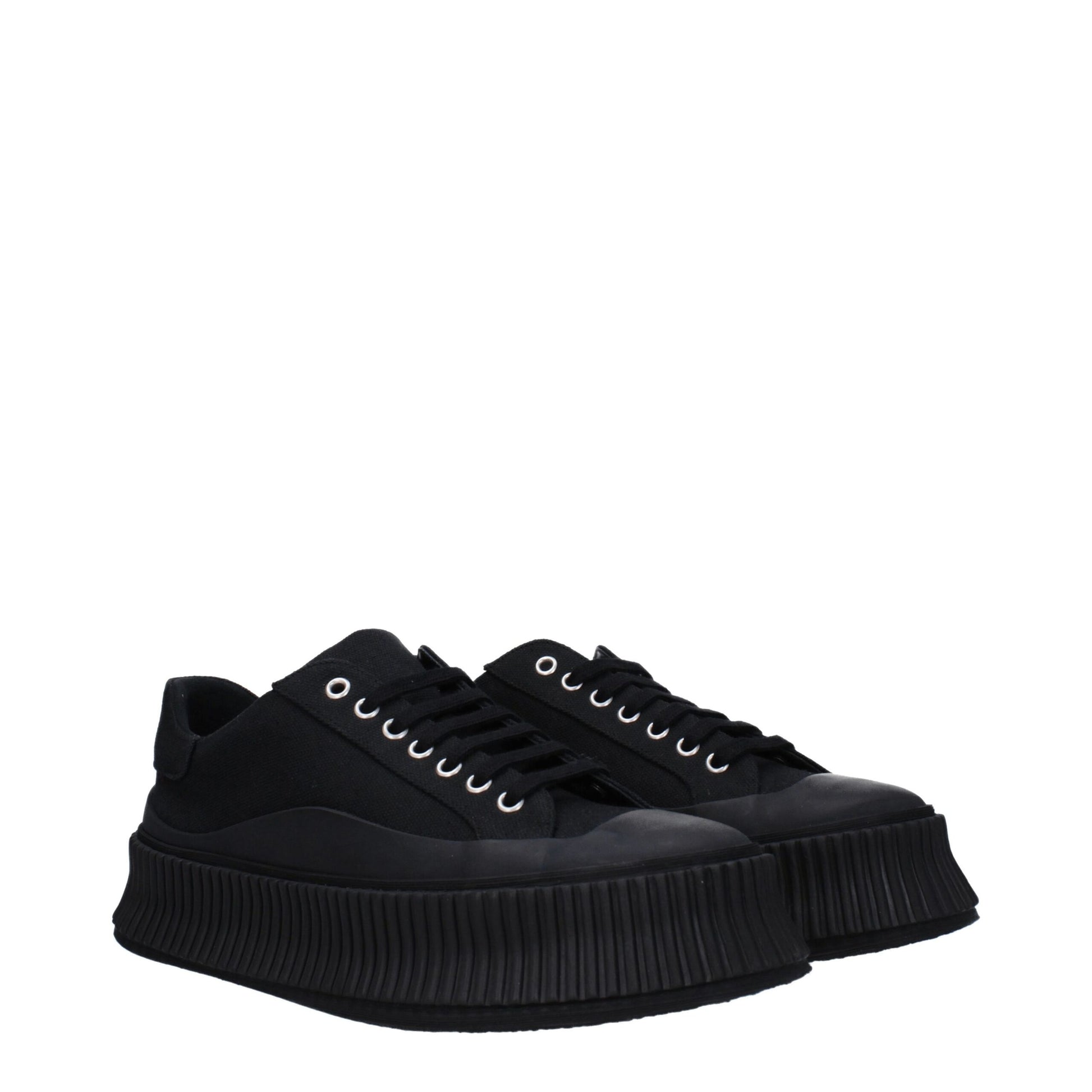Baskets compensées en tissu noir Jil Sander