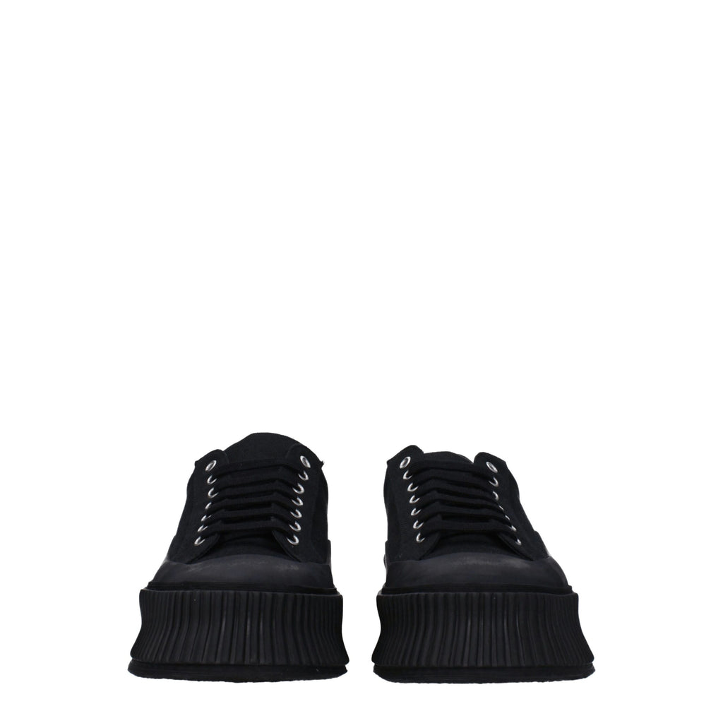 Baskets compensées en tissu noir Jil Sander