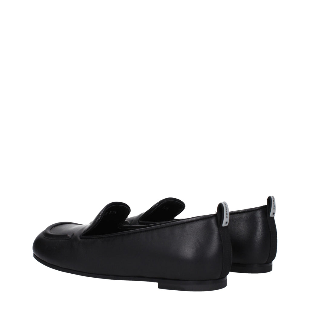 Premiata Black Leather Slip-On Loafers