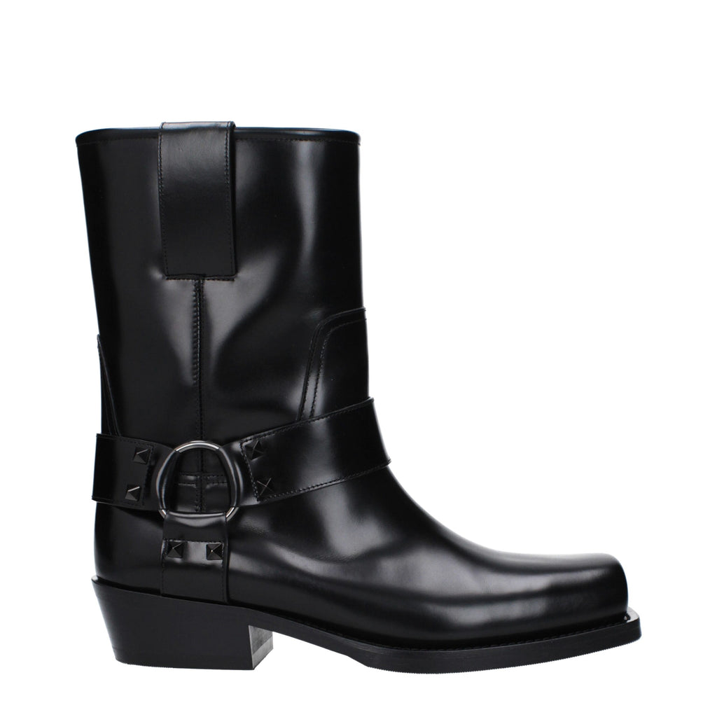 Bottines Valentino Garavani en cuir noir