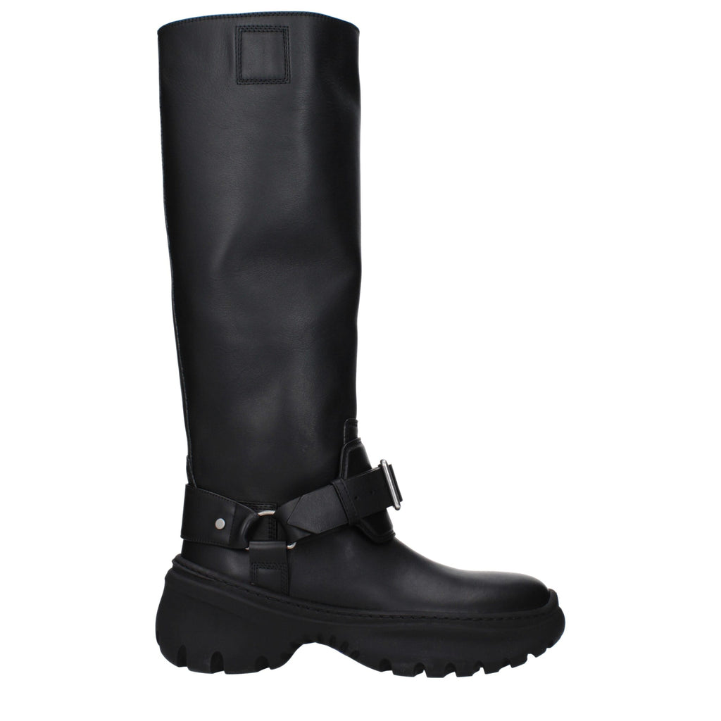 Bottes en cuir noir Burberry