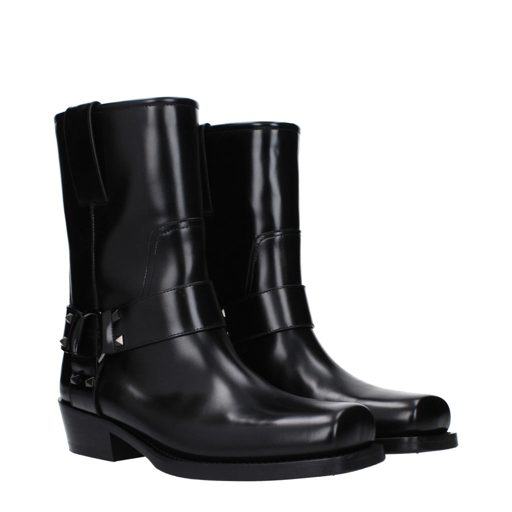 Bottines Valentino Garavani en cuir noir