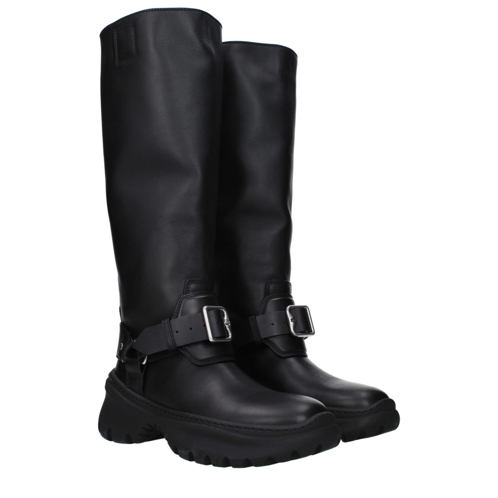 Bottes en cuir noir Burberry