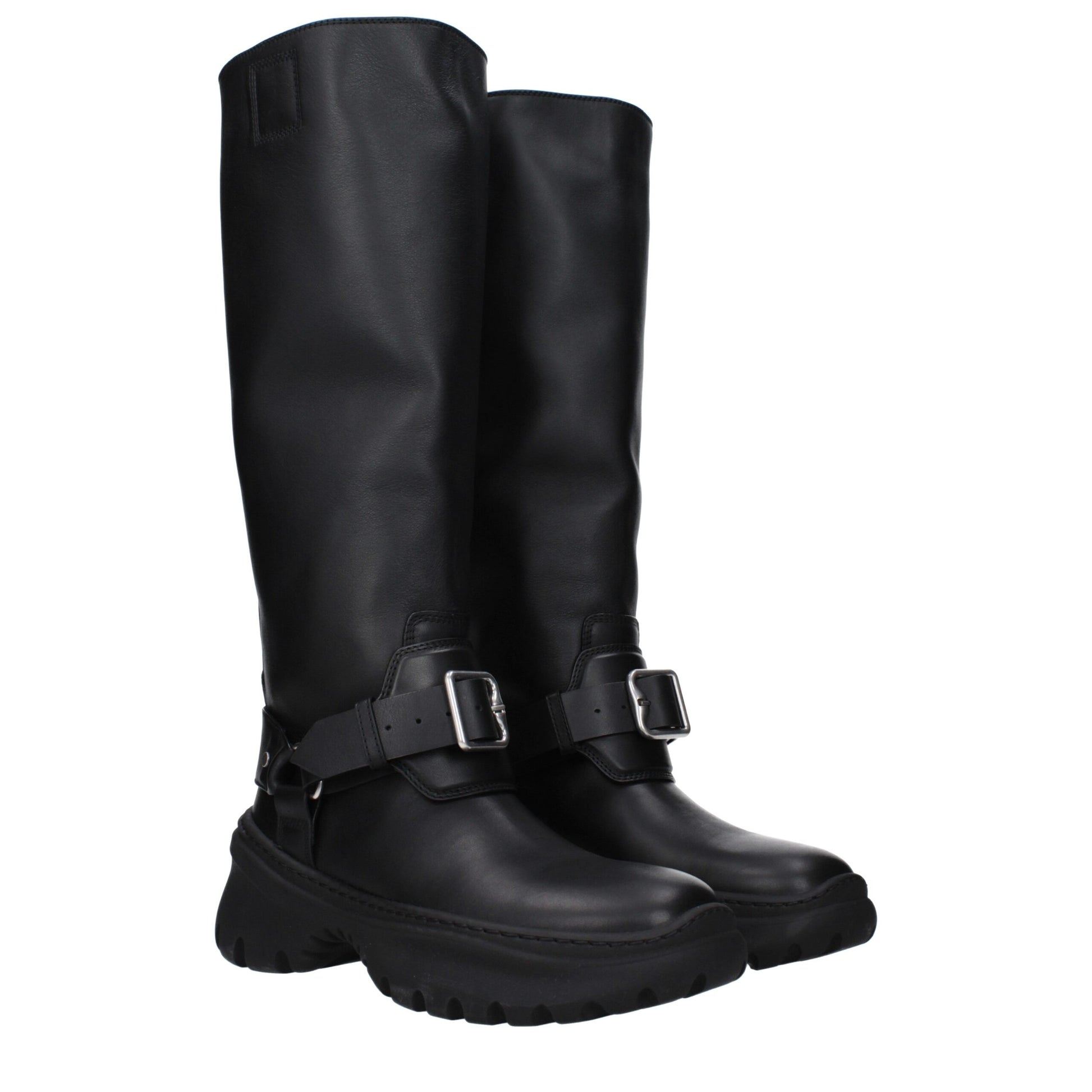 Bottes en cuir noir Burberry