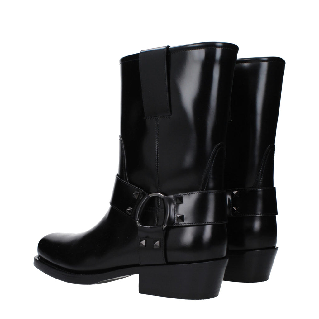 Bottines Valentino Garavani en cuir noir