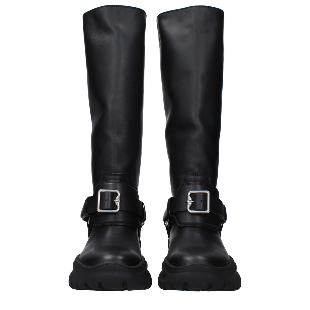 Bottes en cuir noir Burberry