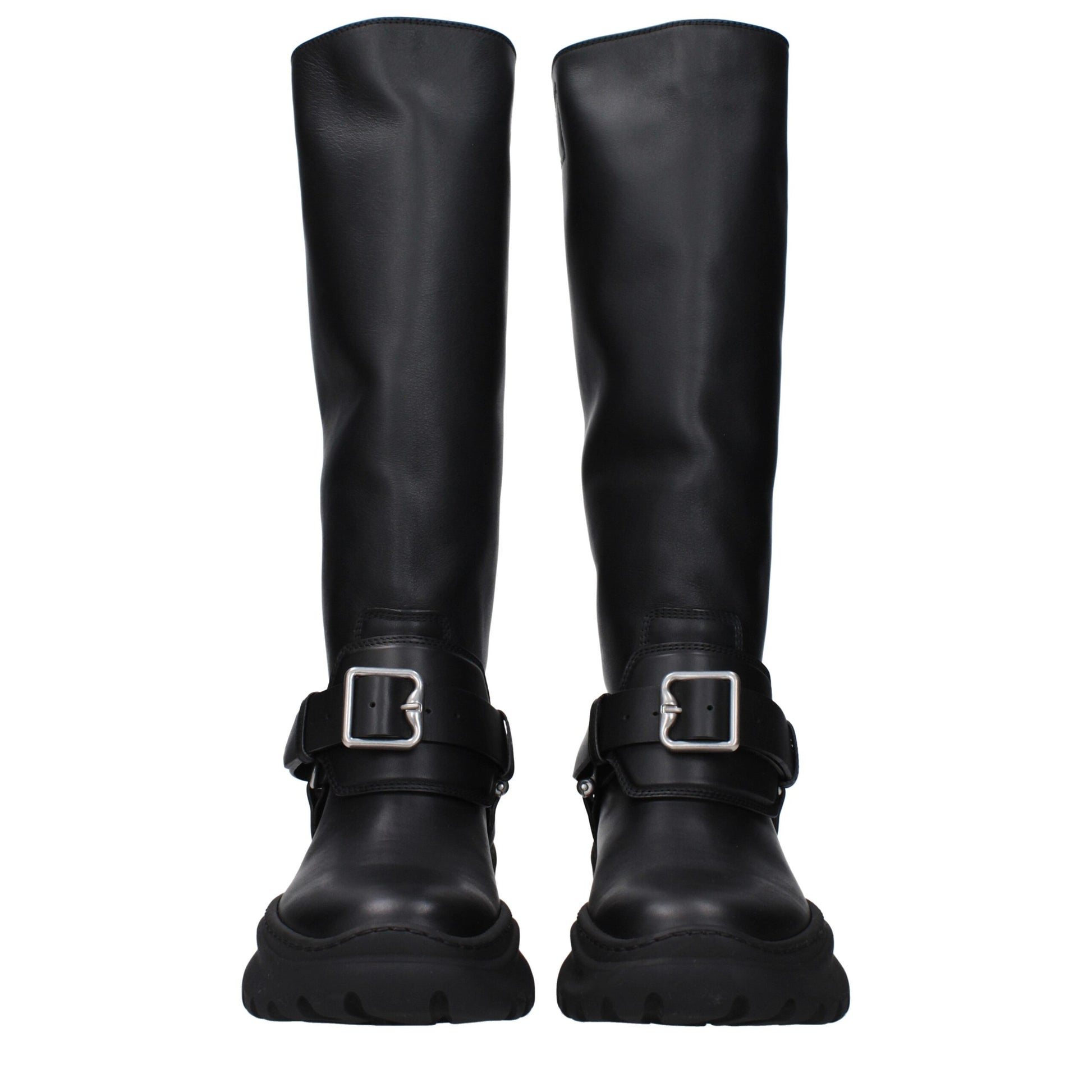 Bottes en cuir noir Burberry