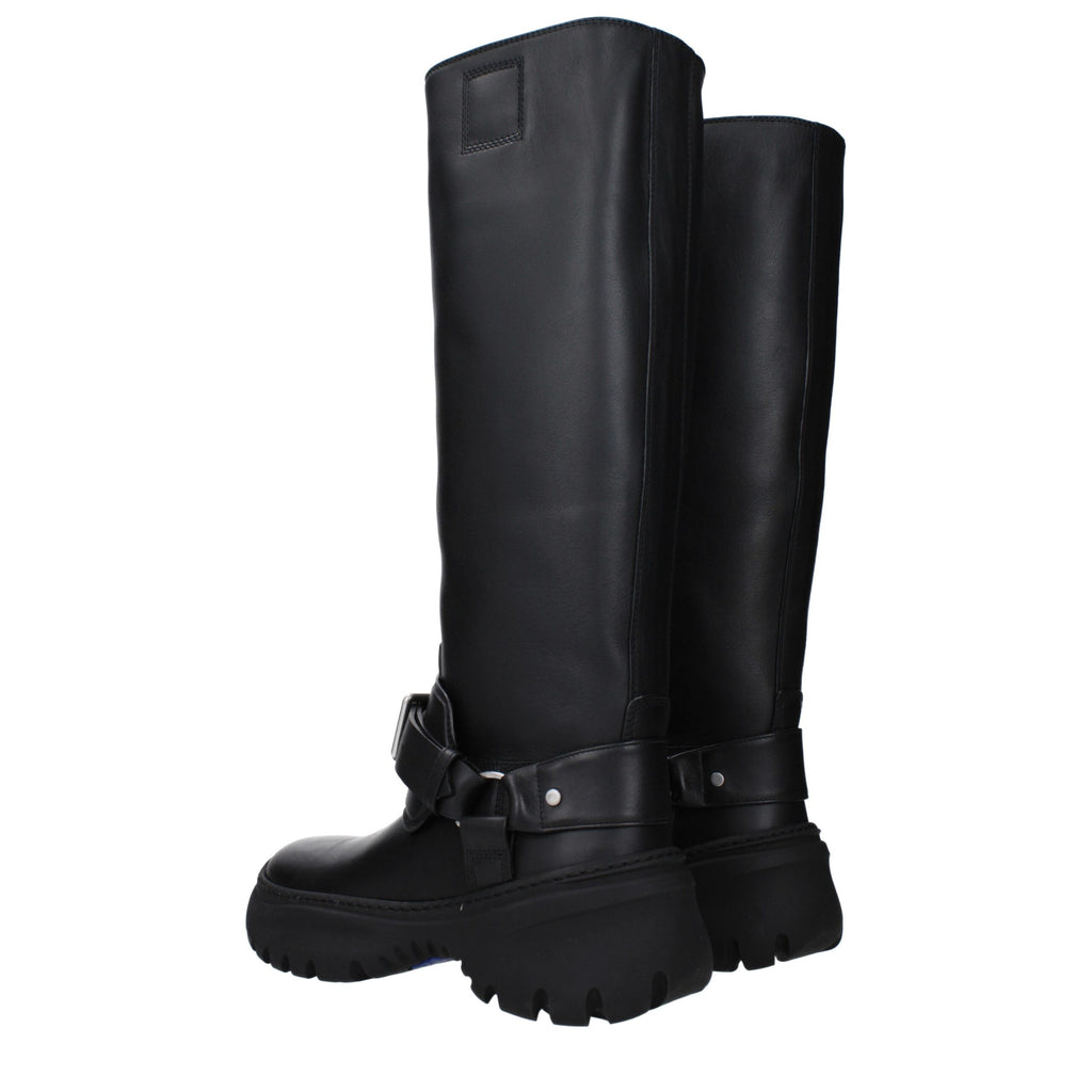 Bottes en cuir noir Burberry