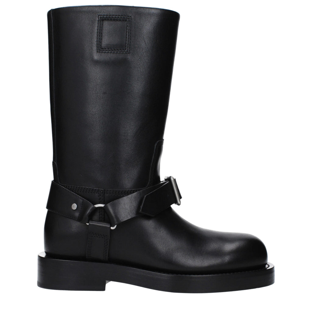 Bottes en cuir noir Burberry