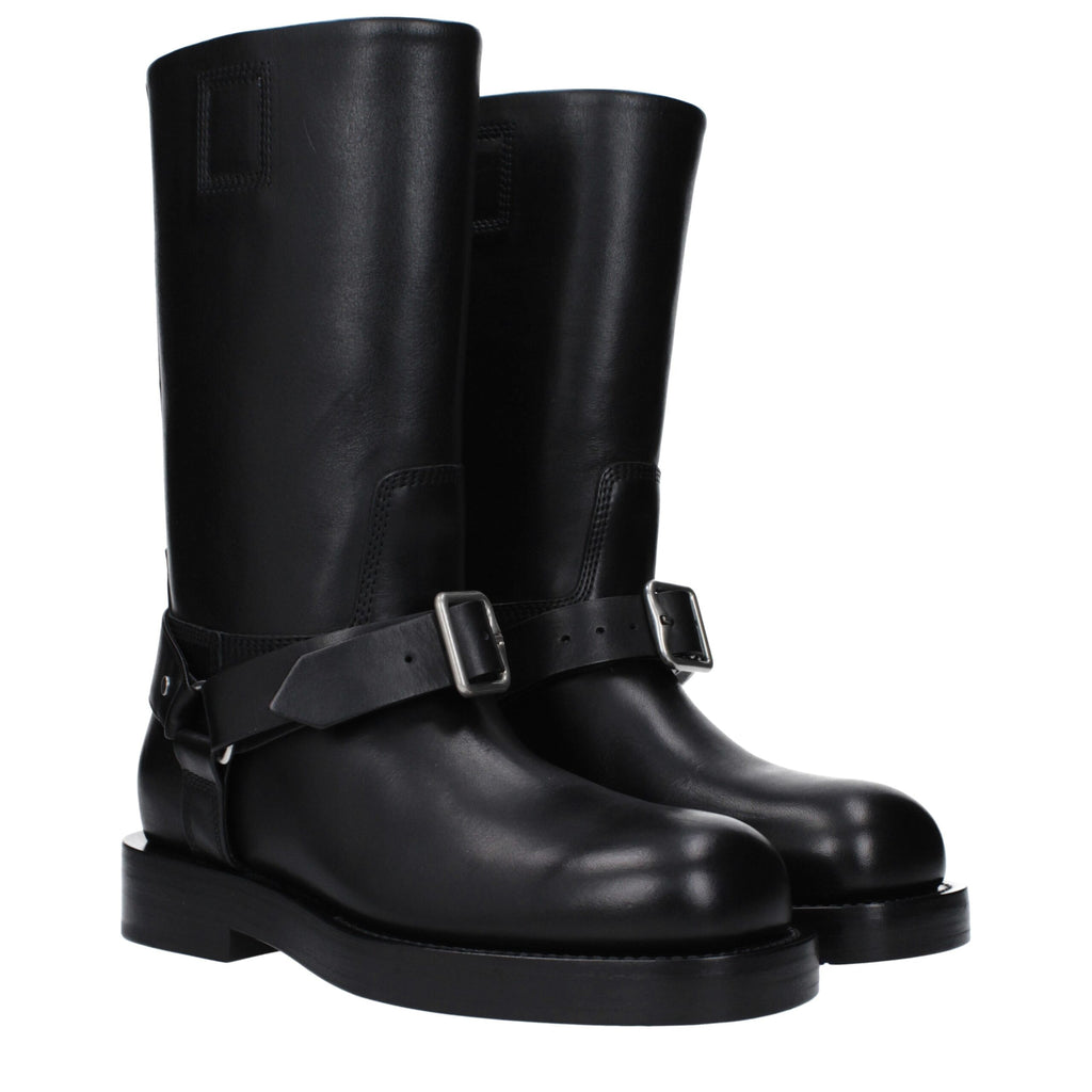 Bottes en cuir noir Burberry
