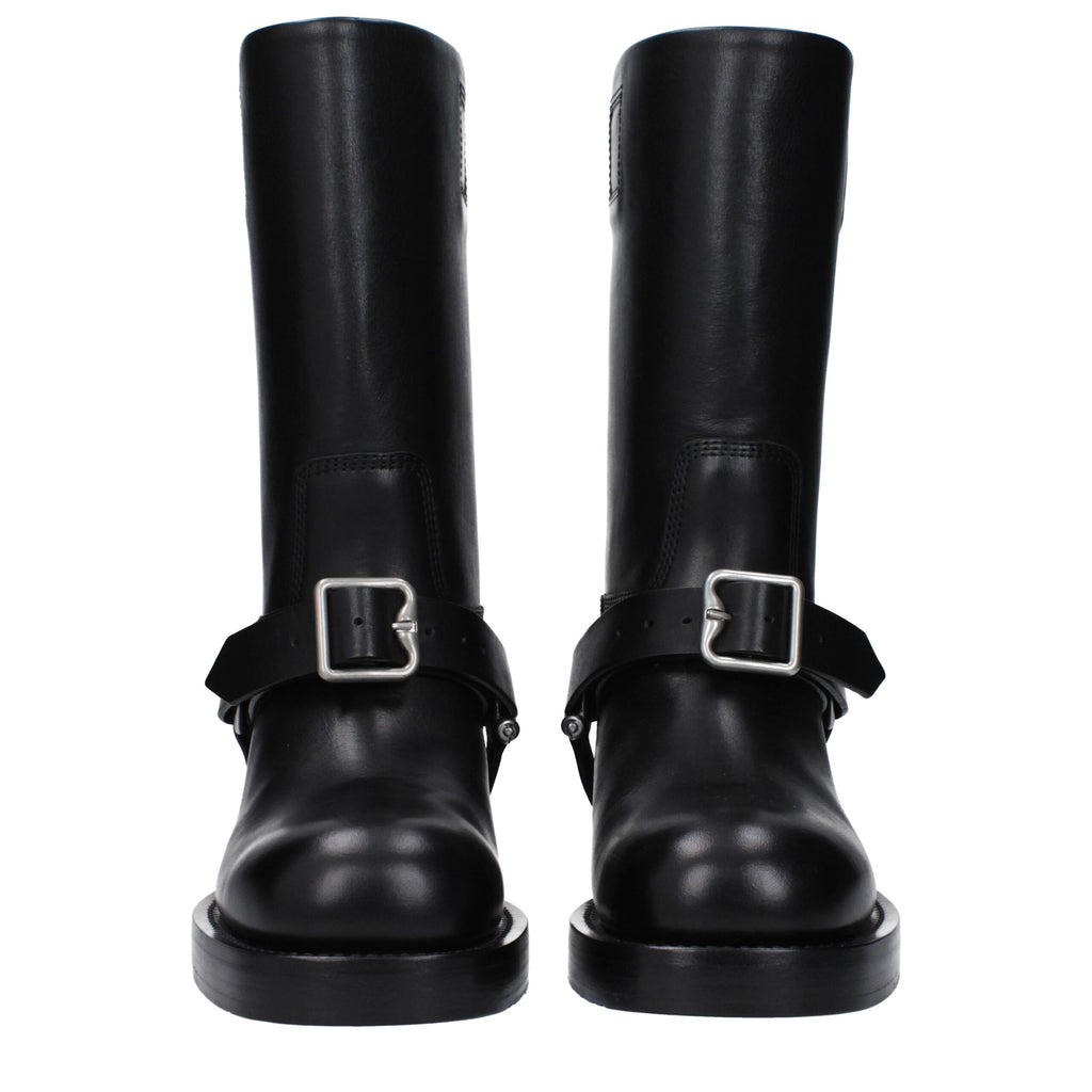 Bottes en cuir noir Burberry