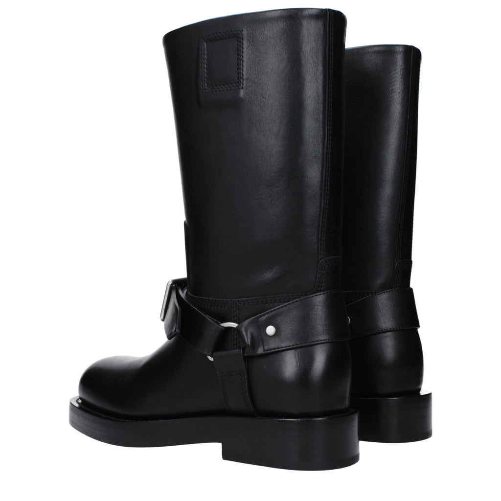 Bottes en cuir noir Burberry