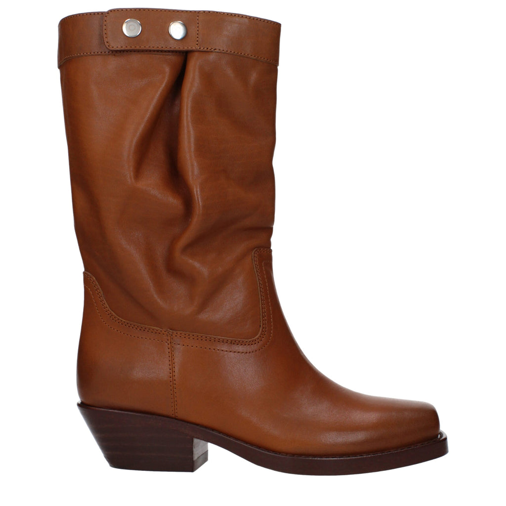 Bottes courtes Isabel Marant en cuir marron
