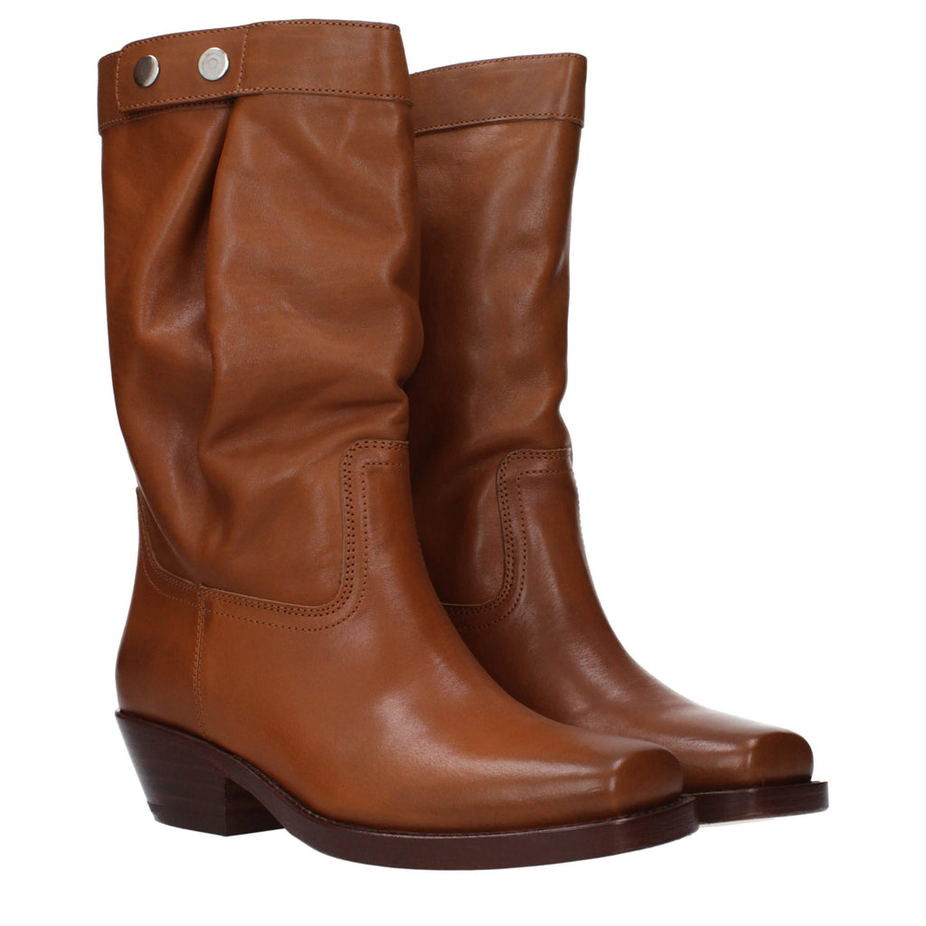 Bottes courtes Isabel Marant en cuir marron