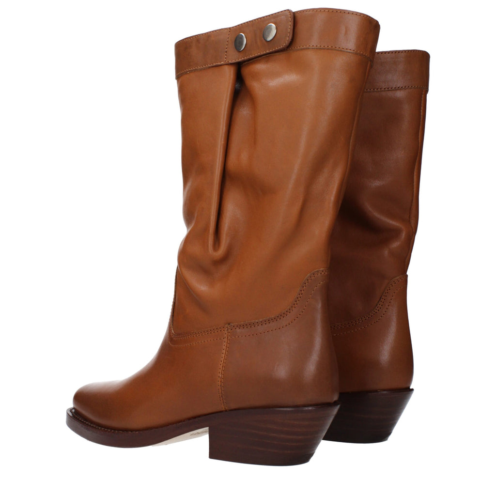 Bottes courtes Isabel Marant en cuir marron