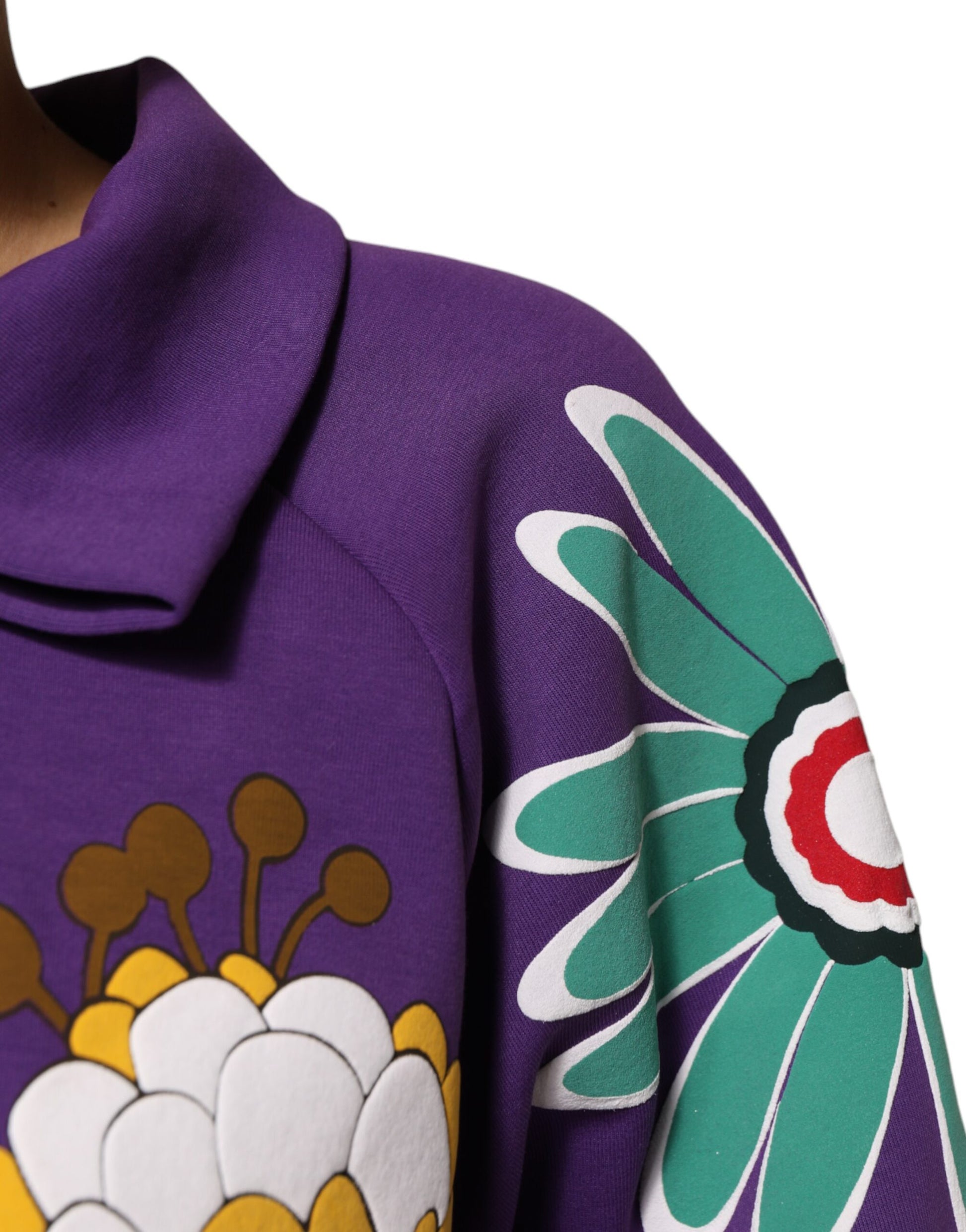 Haut à manches longues en coton imprimé floral violet Dolce & Gabbana