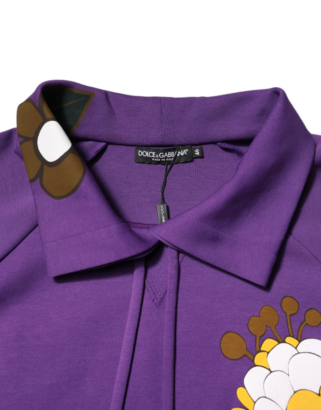 Haut à manches longues en coton imprimé floral violet Dolce & Gabbana