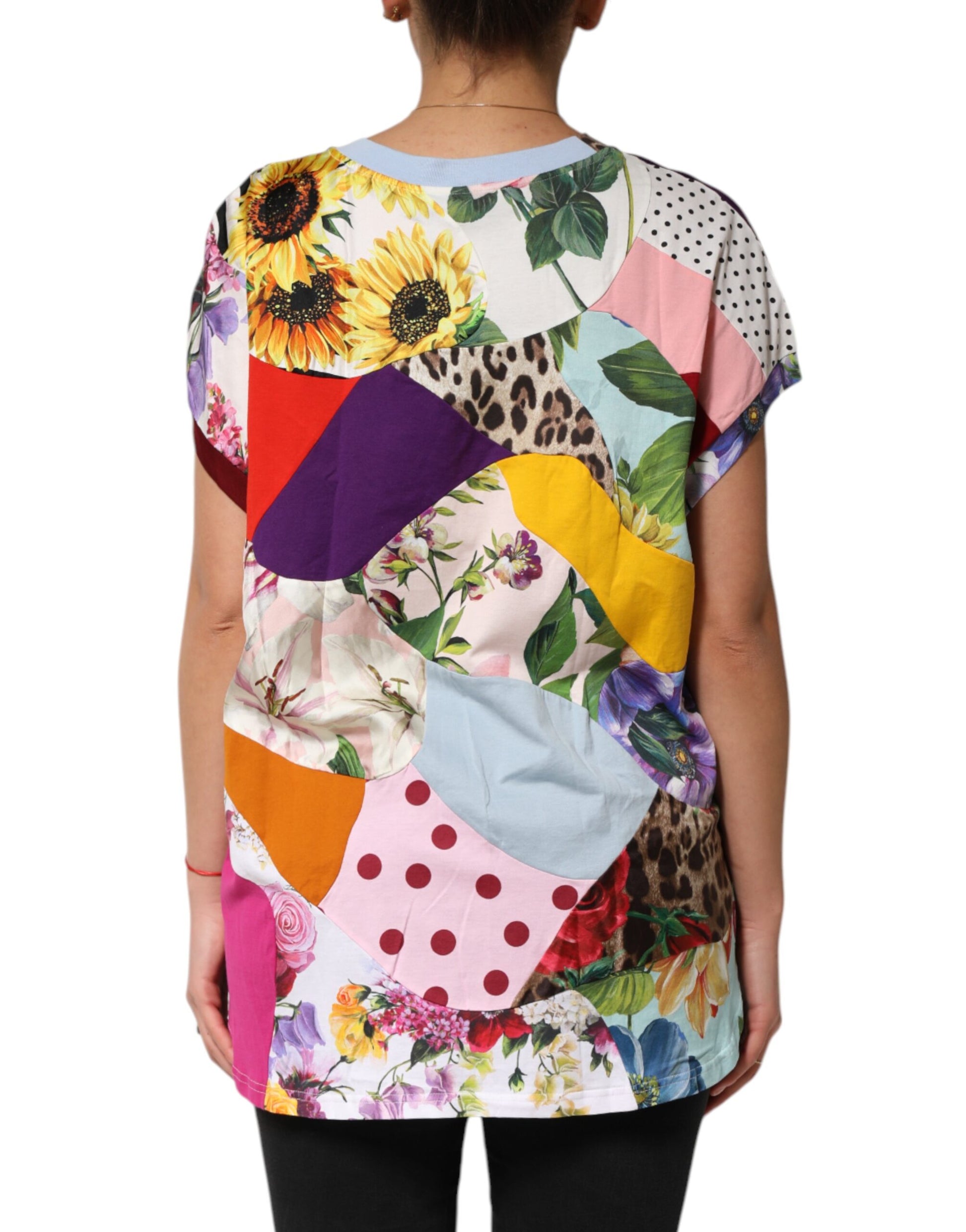 Chemisier en coton et soie à patchwork multicolore Dolce & Gabbana