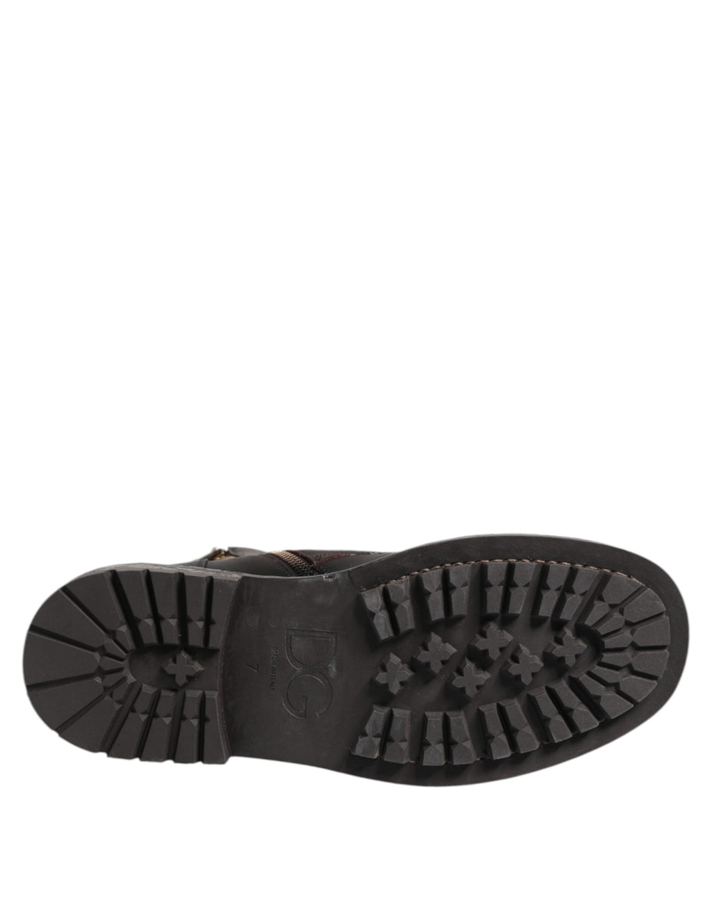 Bottes mi-mollet à lacets en cuir marron foncé Dolce & Gabbana
